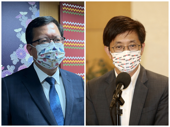 桃園市長鄭文燦（左）、綠委蔡適應（右）近日先後因論文被判定抄襲，學位遭到撤銷。（中時資料照合成）