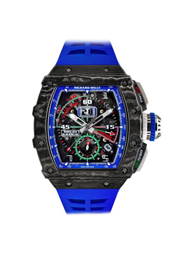 Richard Mille RM 11-04 Roberto Mancini自动上炼飞返计时码表。（Richard Mille提供）