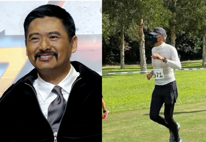 周潤發現身香港越野錦標賽成焦點。(圖／達志影像、截圖自微博)