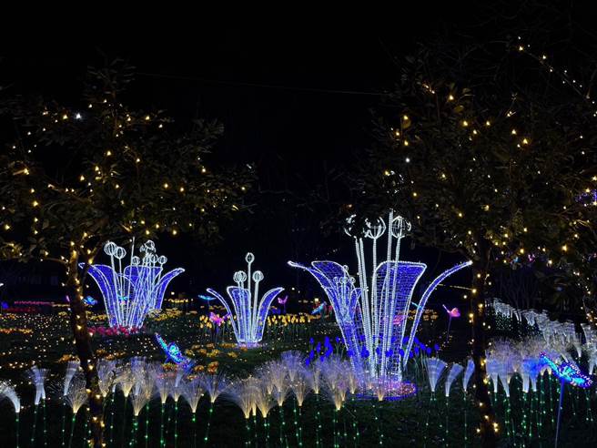 山谷灯光节日前开幕美不胜收，台中市观旅局邀民眾搭台中观光公车畅游。（台中市观旅局提供／陈淑娥台中传真）