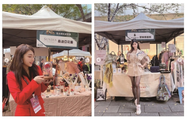 参赛网红为了争取积分，特别至臺北网红嘉年华活动现场，运用个人创意宣传活动声量。（图／太阳星网路科技公司提供）