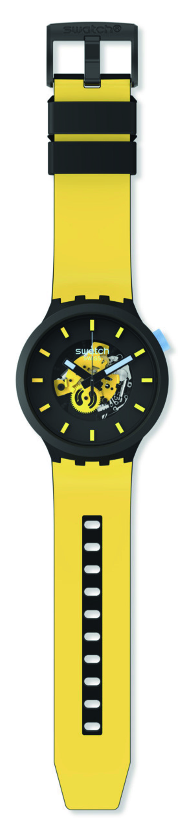 SWATCH BIG BOLD BIOCERAMIC 竞速黄，4100元。（SWATCH提供）