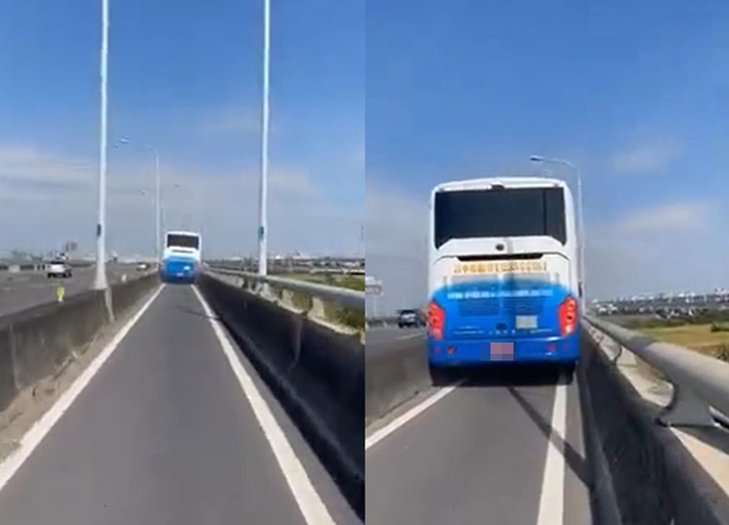 游览车误闯台74线机车道原因曝光，其磨损的板金的费用也出炉了。(翻摄自脸书黑色豪门企业)
