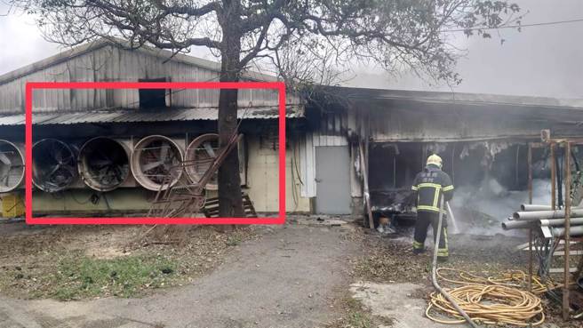 苗栗县西湖乡一处鸡舍9日上午发生火警，烧死500只小鸡。（读者提供／谢明俊苗栗传真）