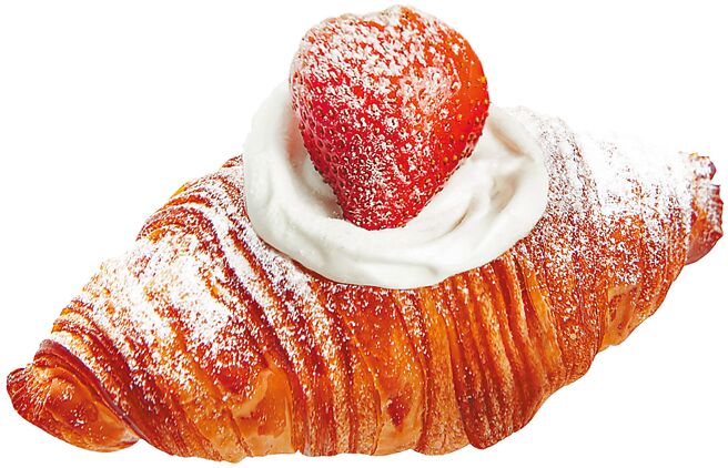 八月堂「草莓卡士達」外型以糖霜混搭草莓，呼應耶誕下雪情境，69元。（八月堂提供）