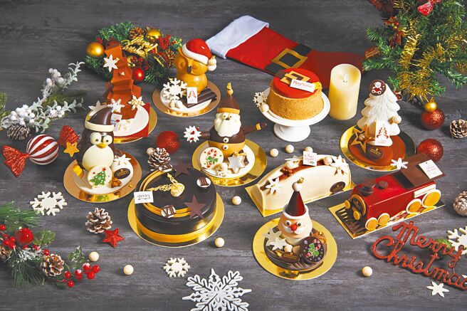 台北远东香格里拉The Cake Room端出琳琅满目的耶诞限定甜点。（业者提供）