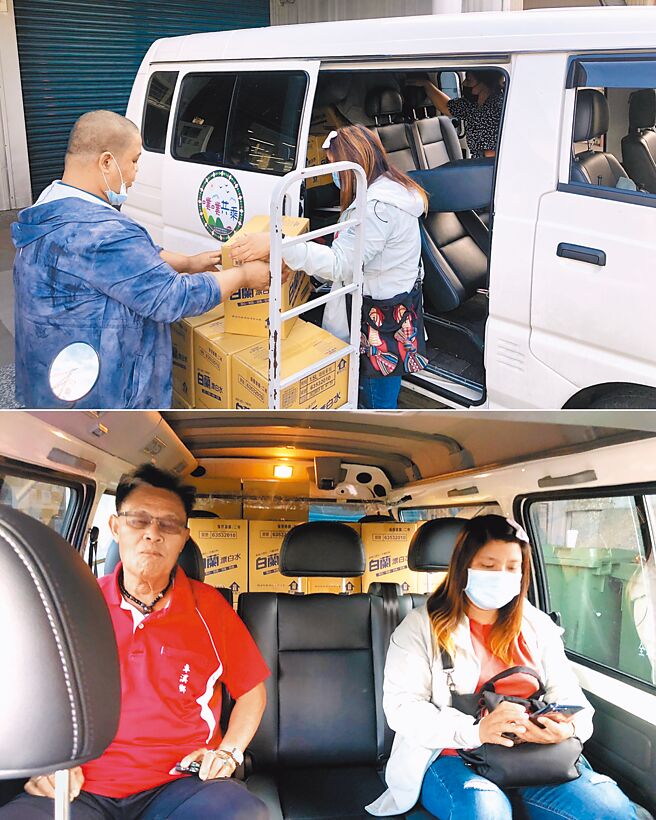 幸福巴士2.0协助运送赈灾物资到民眾家中（花莲县卓溪乡卓清村清水部落）。（交通部提供）