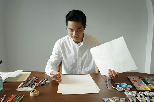 插画家奥斯卡经常在「工场 Factory」创作。（吴娮翎摄）