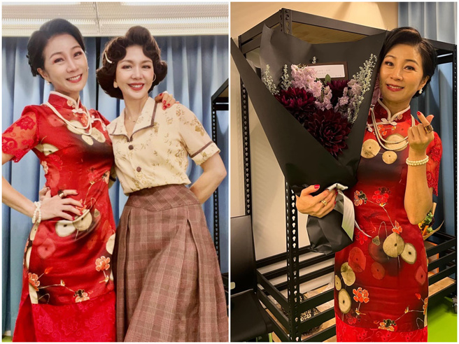 方文琳分享与剧中演员于子育的后台花絮照。（图／FB@方文琳）