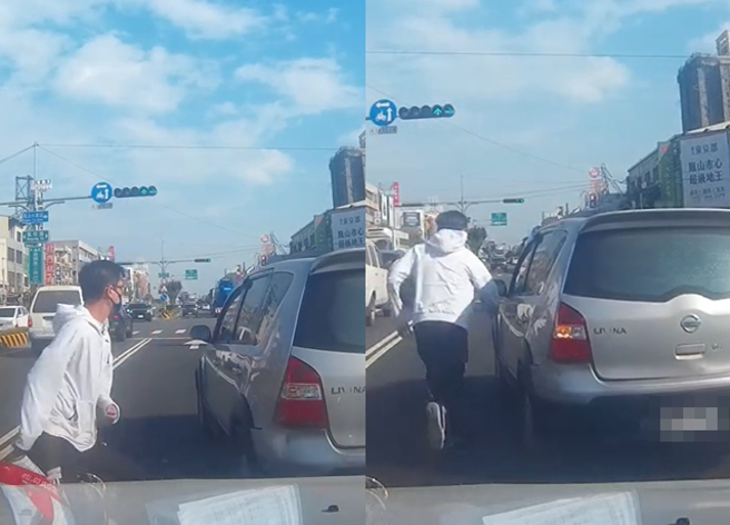 男子不慎追撞前车，他见对方驾驶气噗噗下车理论，没想到该驾驶的车子竟然先跑了。（翻摄自脸书爆料公社）
