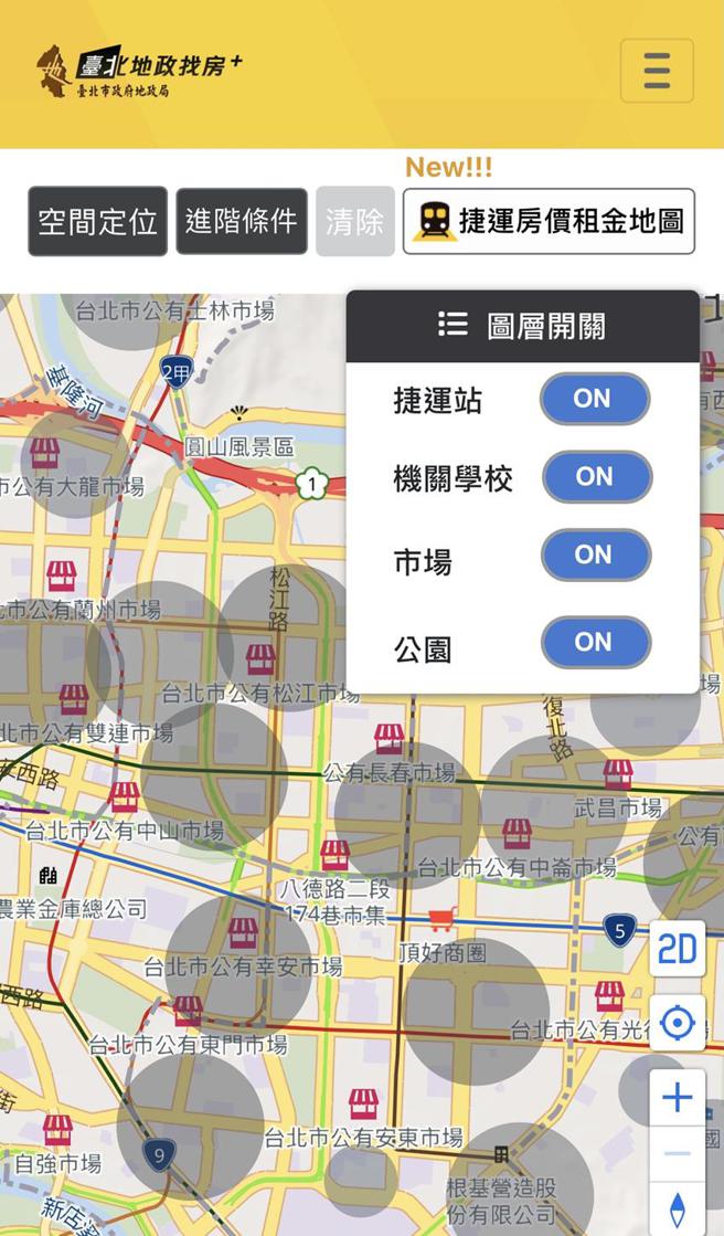 （要买捷运宅、租捷运宅，一点进「捷运房价租金地图」，成交行情全都露！图／撷取自台北市地政局「臺北地政找房+」官网。）