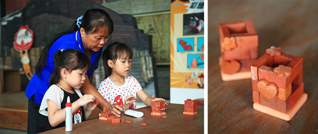 在三和瓦窯摸磚弄瓦讓孩子們玩得不亦樂乎。(攝影/曾信耀)