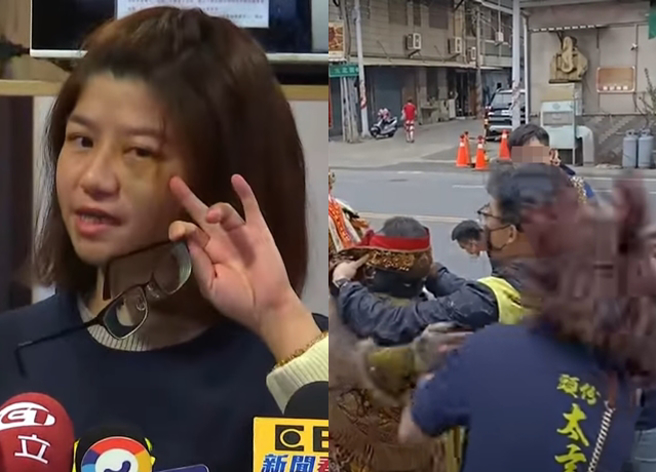 太玄宫还原「搧巴掌」始末，遭搧女澄清，是拍开眼镜非掴掌。（翻摄直播画面）