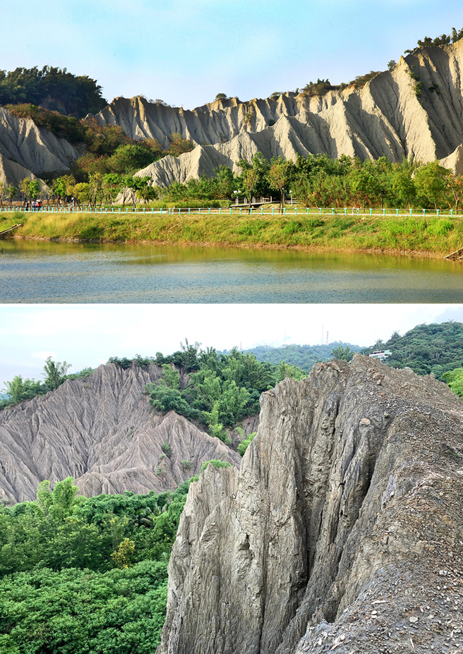 灰泥岩恶地地形。(上：摄影/曾信耀、下图：图片提供/恶地农夫工作室)