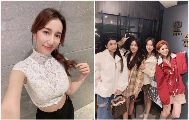 Apple和姊妹淘合影，套上AI art滤镜后，竟多出两个陌生女。（图／IG@appleweiting）