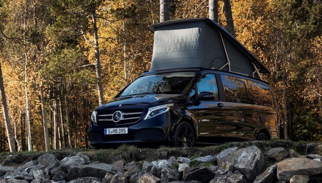 扣1万点skm points，可抽价值380万元的「宾士Marco Polo豪华露营车」，限量1台。（新光三越提供）