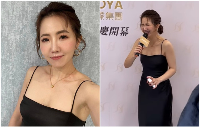 谢忻敬业地穿清凉洋装站在户外主持。（图／IG@谢忻）