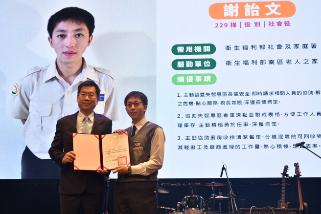 役男在服勤单位带领下投入第一线防疫工作，协助整送防疫物资、卫教宣导工作及活化社区空间。(内政部役政署提供)