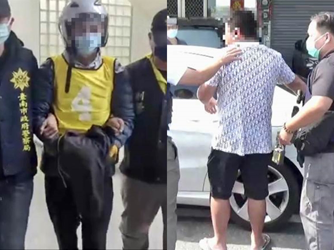 左为指挥枪手开枪、提供衝锋枪的的杨姓嫌犯，右为在花园夜市帮忙乔车转向的嫌犯郭建彰。（读者提供）