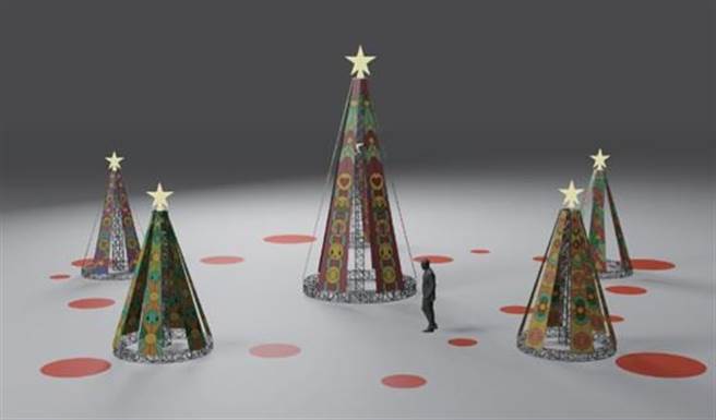 活动单位打造6座彩绘玻璃般的耶诞树，打造温馨场景，与全球共同欢庆并祈福平安，让大家感受温暖的耶诞氛围。（读者提供／张妍溱台中传真）