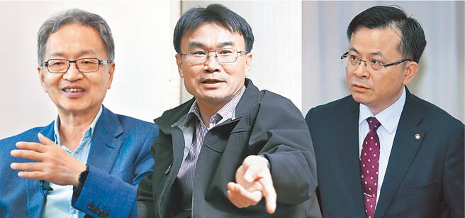 国民党立法院党团总召曾铭宗点名内阁阁员薛瑞元（左起）、陈吉仲、陈耀祥三人应下台。（本报资料照片）