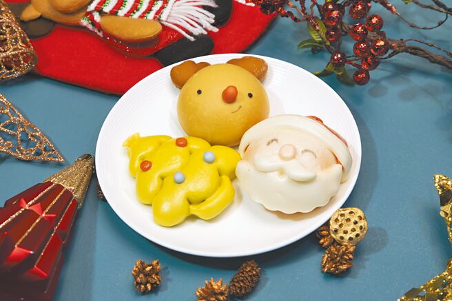 远东百货美姬馒头耶诞节鲜乳造型馒头，480元。（远百提供）