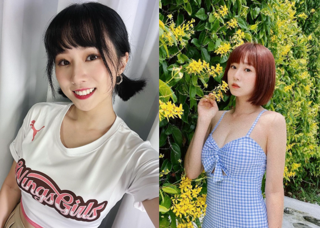 啦啦隊女神許斐棋不畏寒流穿細肩帶禮服。（圖／許斐棋IG）