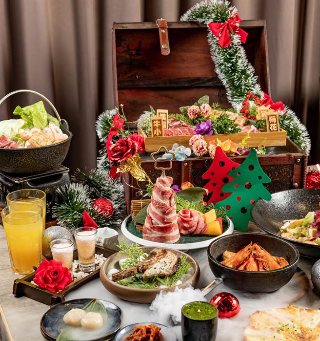 「山鲸烧肉」汉口店推出丰盛的圣诞节特别套餐，包括开胃小品、前菜、6种烧肉、职人料理、海鲜、主食、饮料与甜点。(山鲸烧肉提供)