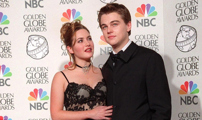 凯特温丝蕾（左）与李奥纳多狄卡皮欧当年出席活动合影。（图/shutterstock）