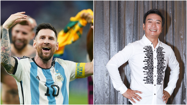 余皓然在脸书晒出球神梅西（左）与王中平的对比照，笑倒一片网友。(图/达志影像、中时资料照)