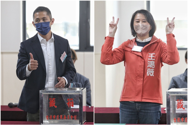 台北市第三選區立委補選，民進黨吳怡農與國民黨王鴻薇分別抽到1、2號。（杜宜諳攝／合成）