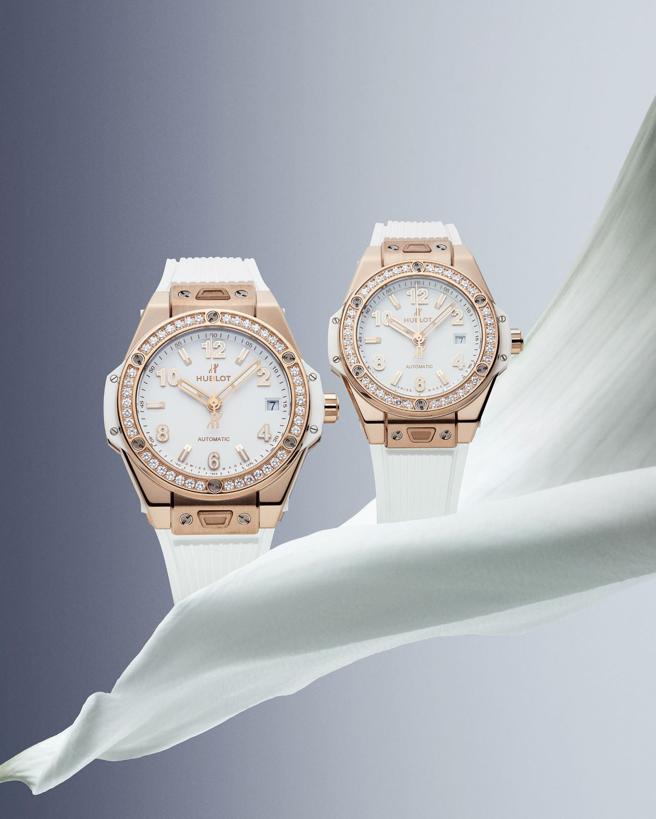 宇舶表打白色系腕表，Big Bang One Click精钢钻表， 48万8000元。（HUBLOT提供）
