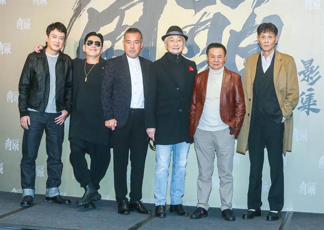 王識賢、高捷、龍天翔、崔浩然、蔡振南、喜翔出席《角頭》影集開鏡儀式。（粘耿豪攝）