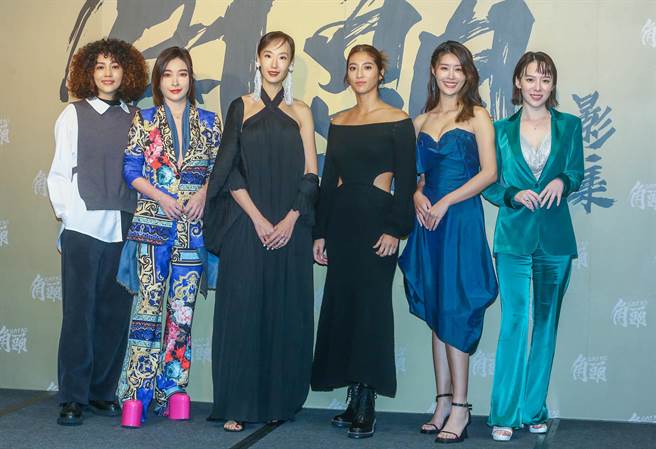 瑭霏、許維恩、陸明君、瑞瑪席丹、林真亦、王宣出席《角頭》影集開鏡儀式。（粘耿豪攝）