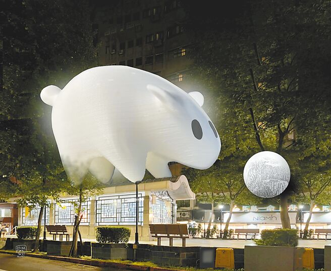 2023台灣燈會在台北，台北市政府19日公布位於東區商圈的光展區作品，日裔巴西籍藝術家大岩奧斯卡將創作「光兔」製成雕塑品，於台北捷運國父紀念館站1號出口重新演繹呈現。（台北市觀傳局提供／張立勳台北傳真）