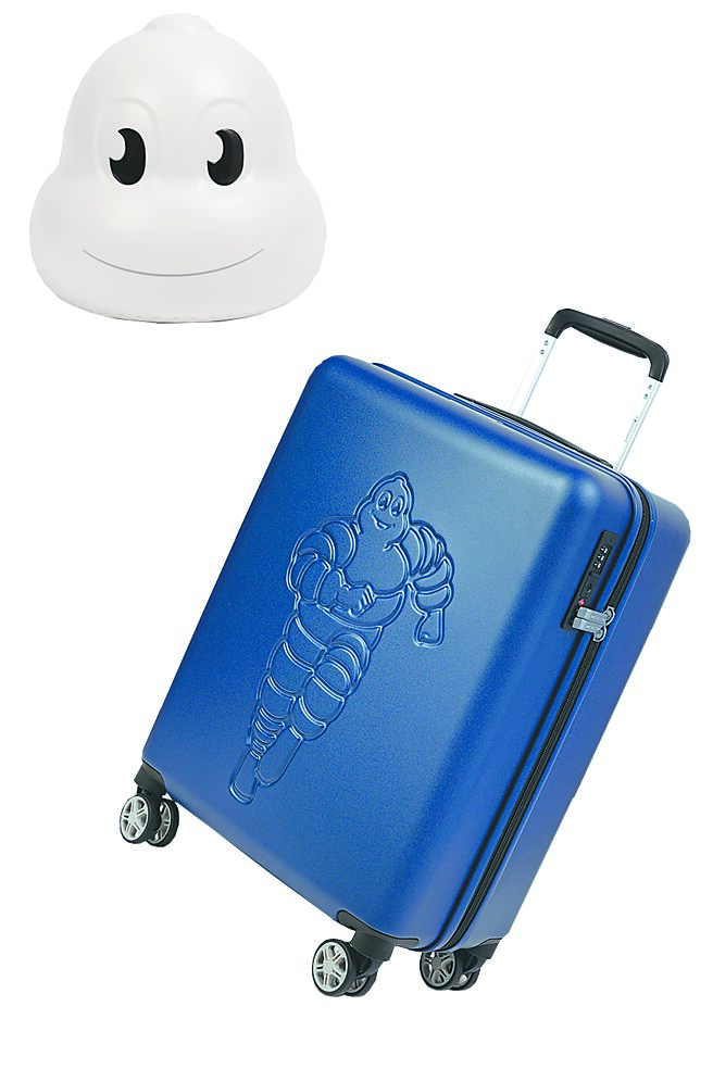 台湾米其林自即日起至明年2月12日推出「换胎就送箱，顺畅游台湾」活动，购买15吋及16吋米其林轮胎4条即送米宝好顺耳音箱（见图）。（台湾米其林提供）