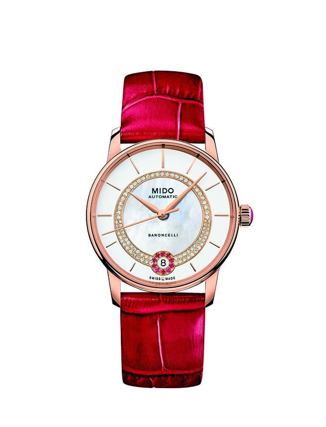 MIDO主打Baroncelli永恒系列优雅镶钻女表，4万1400元。（MIDO提供）