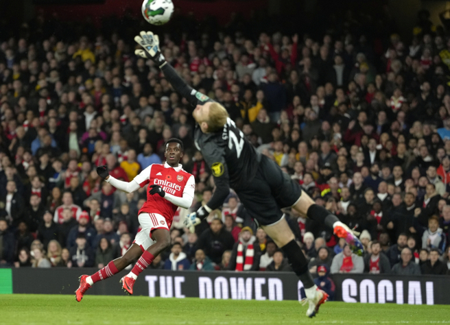 兵工厂Eddie Nketiah破门得分。（美联社资料照）