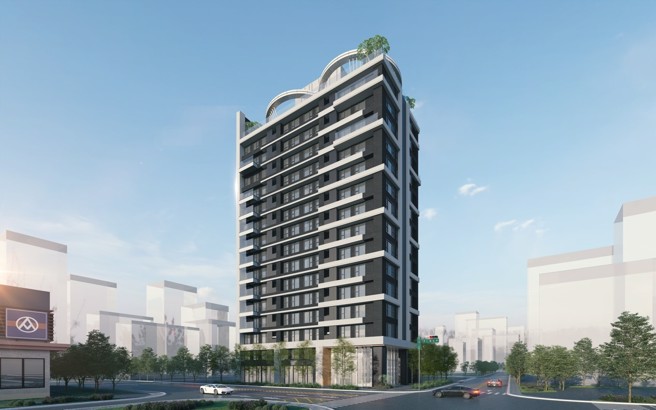 元利乐桦3D示意图｜位于仁义街与元信一街角地，正对全联、临路开敞，兼具便捷与悠濶。(图/元利乐桦提供)