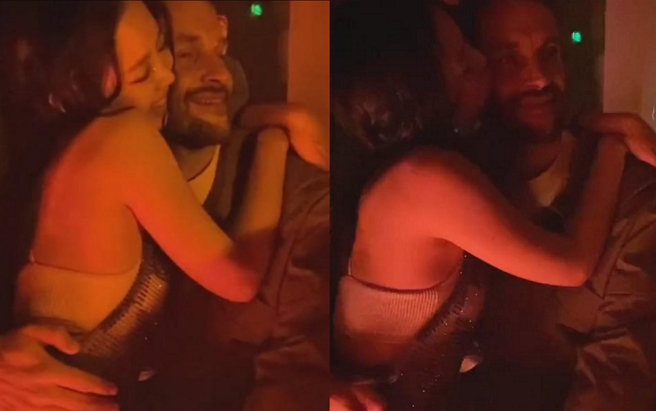 Jennie與神秘男熱舞外，還做出臉貼臉和緊抱等親密行為。（圖／摘自推特）