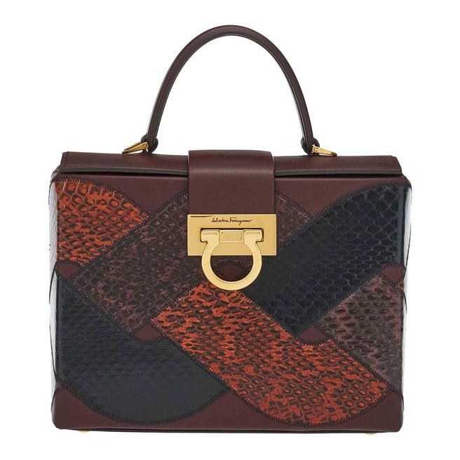 FERRAGAMO 拼接材质STUDIOBOX 手提包，11万4000元。（FERRAGAMO提供）