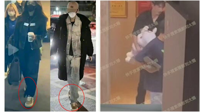 张凌赫与白鹿被狗仔爆料穿同款情侣鞋以及一同在家中过夜。(图／翻摄自微博)