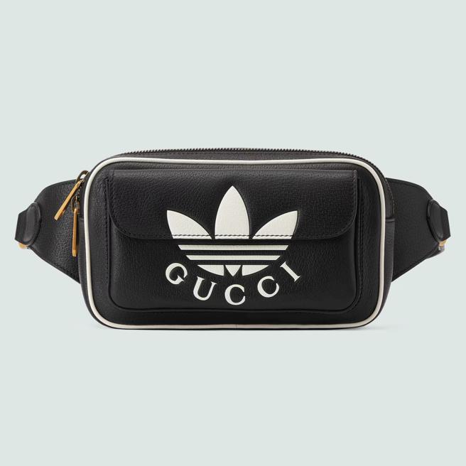 adidas x Gucci联名系列黑色腰包，6万5900元。（Gucci提供）