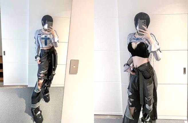 御伽樒中性打扮下有着火辣身材。(图／取自御伽樒推特)