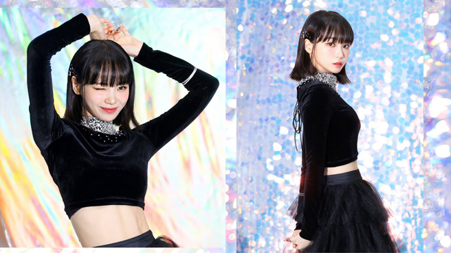 LE SSERAFIM中的金采源在昨日的表演上突然剪掉头髮，引起全场尖叫。（图／IG@le_sserafim）