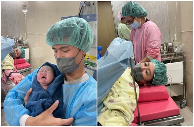 蔡允洁今天圣诞节剖腹产下女儿「小福星」。（红心字会提供）