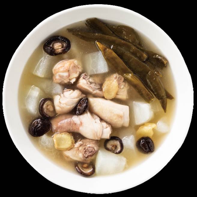 Fami煮煮「剥皮辣椒冬瓜鸡汤」香辣暖胃适合冬天品尝，2-3人分量满足小家庭用餐规格，278元。（全家提供）