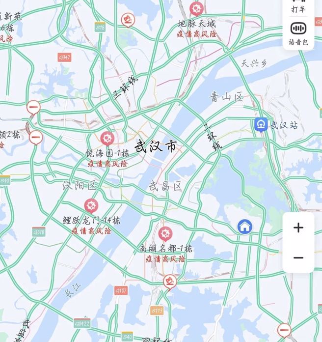 12月16日的早高峰百度地图显示的实时路况「一路绿灯」。（作者提供）
