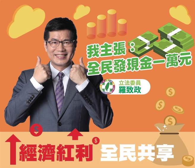 英系立委呼籲政府對全民發放「現金一萬元」。（圖／取自羅致政臉書）