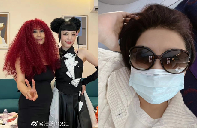 张蔷过去与邓丽君等人齐名为「全球最受欢迎的女歌手」，左图右为吴莫愁。（图／翻摄自张蔷ROSE微博）